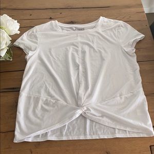 Athleta cap sleeve white tee with front twist